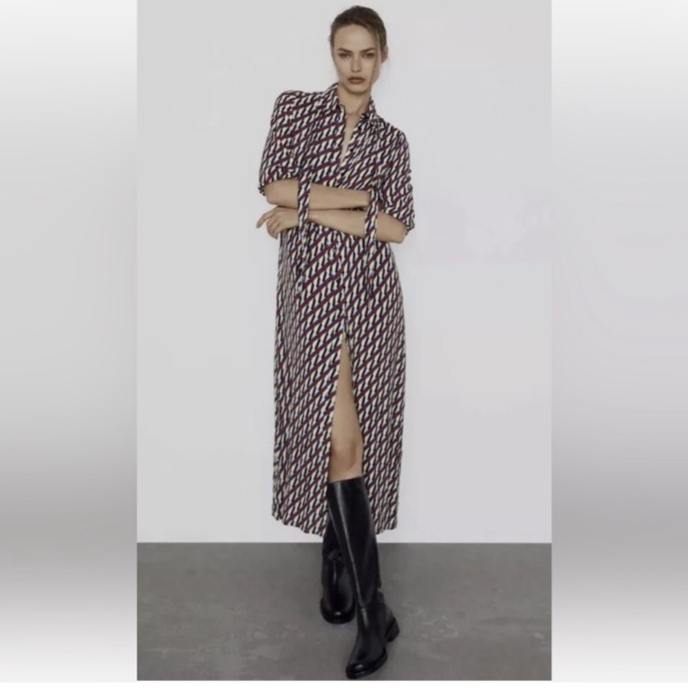 ZARA • Geo Print Sussy Maxi Dress in Geometric Print - Picture 5 of 16